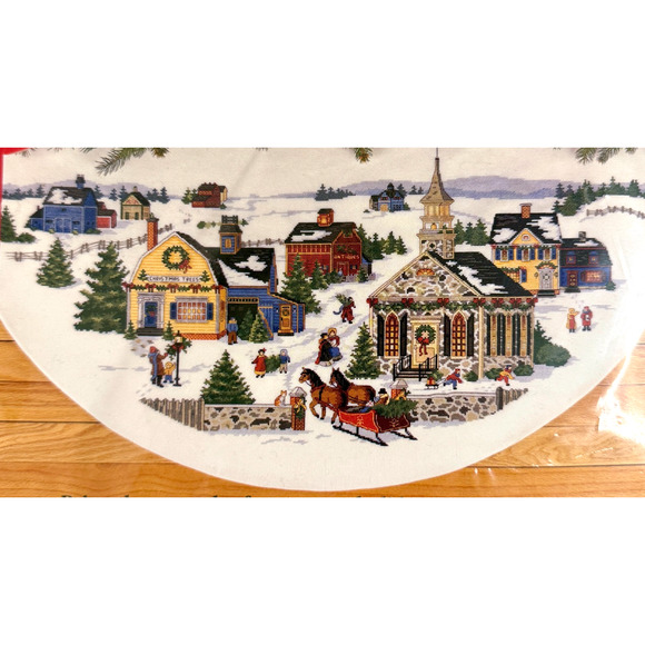 Dimensions Cross Stitch Kit Country Holiday Tree Skirt 8577 Christmas Sealed NOS - Picture 1 of 6
